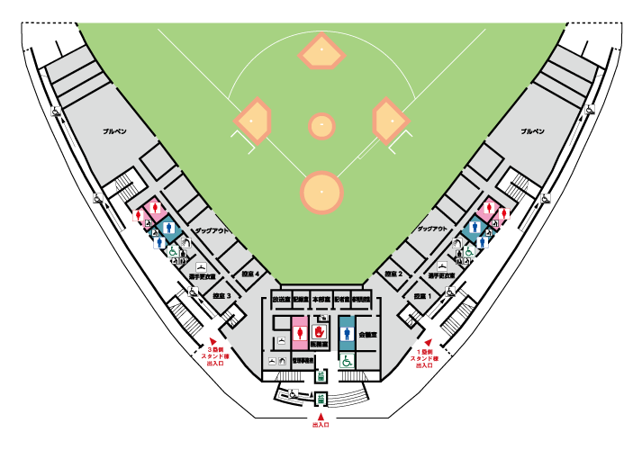 硬式野球場 フロア平面図