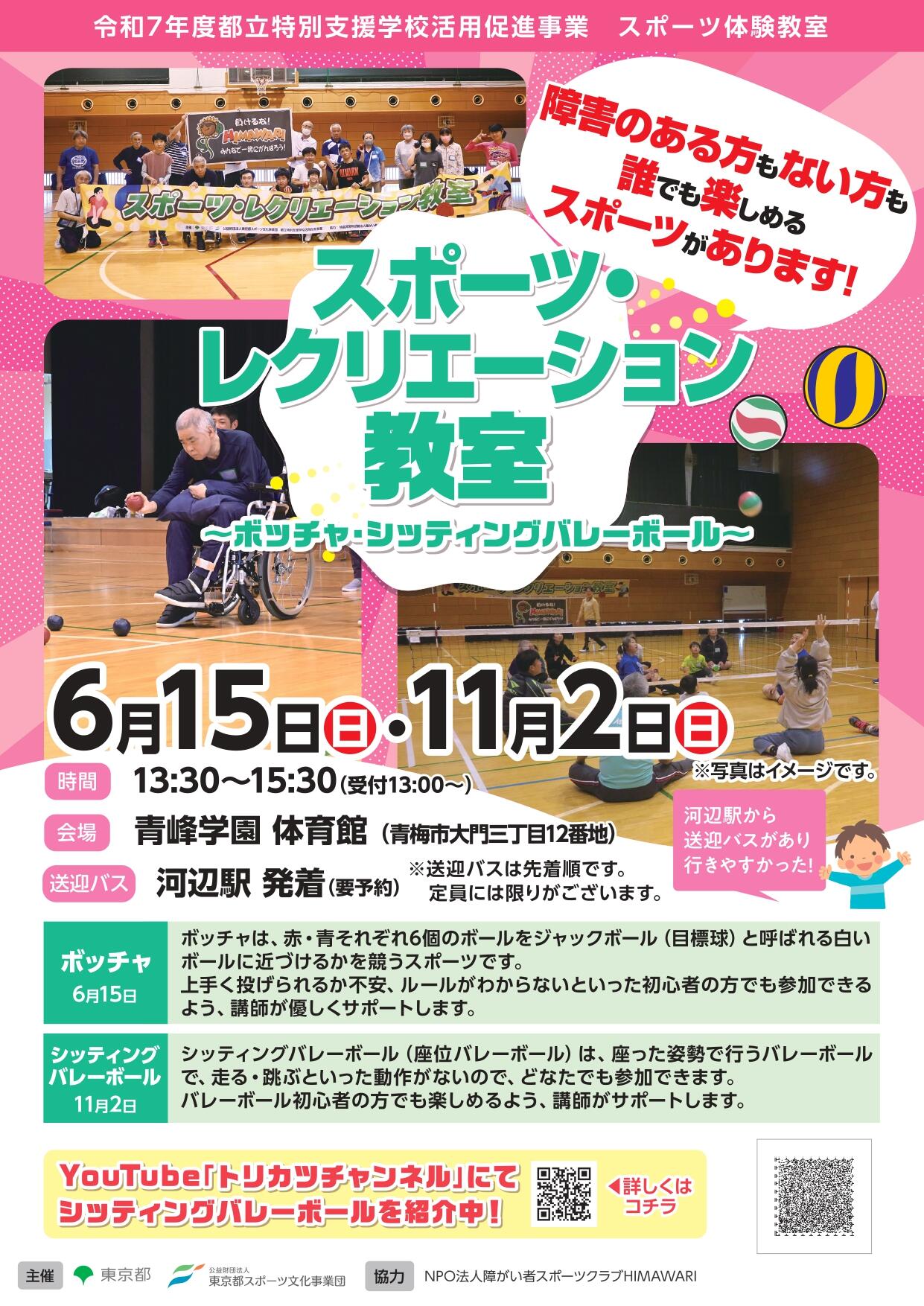 スポーツ・レクリエーション～ボッチャ・シッティングバレー～教室（青峰）